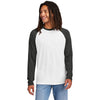 Allmade Unisex Space Black/Bright White Tri-Blend Long Sleeve Colorblock Raglan