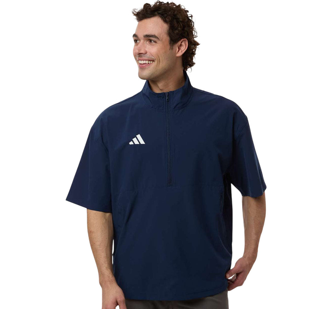 Adidas Men's Team Navy Blue/ White Short Sleeve Quarter-Zip Pullover