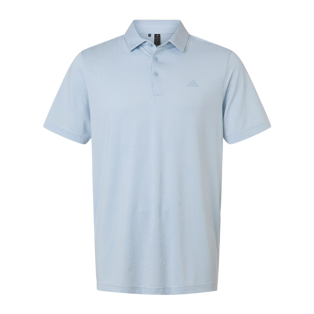 Adidas Men's White/Crystal Sky Performance Textured Polo