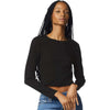 American Apparel Women's Black Baby Rib Long Sleeve Cropped Tee