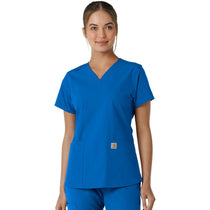 Carhartt Women's Royal Four-Pocket V-Neck Knit Panel Scrub Top