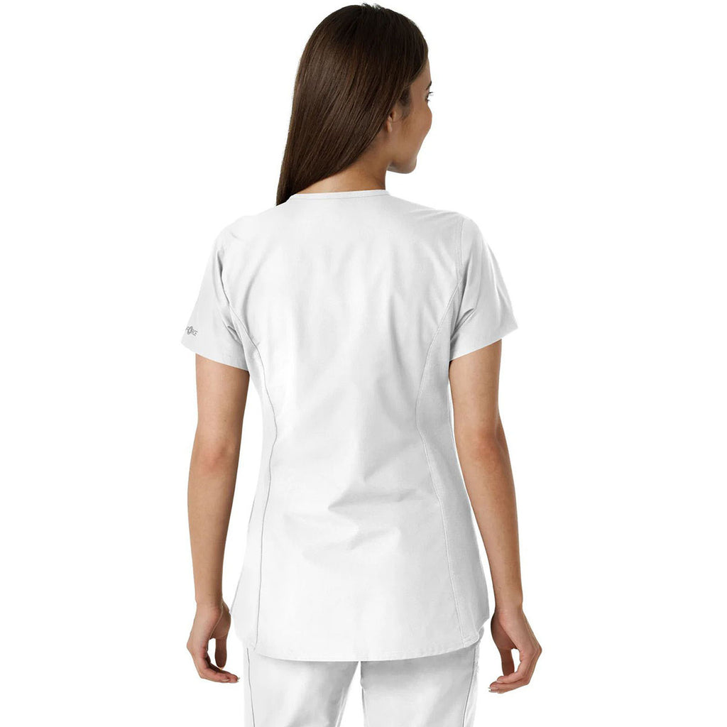 Carhartt Women's White Notch Neck Tunic Knit Panel Scrub Top