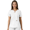 Carhartt Women's White Notch Neck Tunic Knit Panel Scrub Top