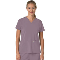 Carhartt Women's Lavender Mist Three-Pocket Flex Panel V-Neck Scrub Top