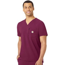 Carhartt Men's Wine Two-Pocket Modern Fit Tuck-In V-Neck Top