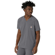 Carhartt Men's Pewter Three-Pocket V-Neck Scrub Top