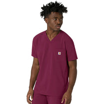 Carhartt Men's Wine Three-Pocket V-Neck Scrub Top