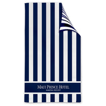 The Magnet Group Navy Blue Double Sided Cabana Stripe Beach Towel