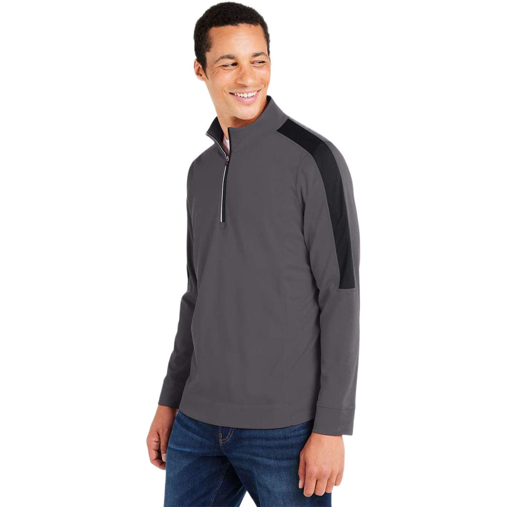 Core 365 Men's Carbon/Black Market Snag Protect Mesh Colorblock Quarter-Zip Pullover