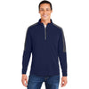 Core 365 Men's Classic Navy Heather/Carbon Market Snag Protect Mesh Colorblock Quarter-Zip Pullover