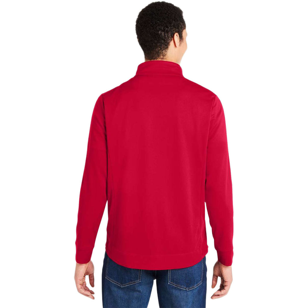 Core 365 Men's Classic Red/Carbon Market Snag Protect Mesh Colorblock Quarter-Zip Pullover