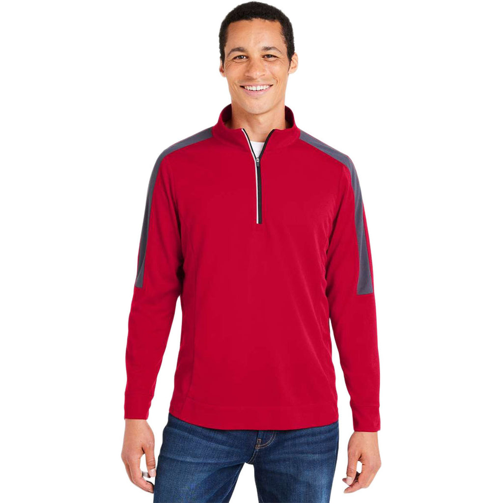 Core 365 Men's Classic Red/Carbon Market Snag Protect Mesh Colorblock Quarter-Zip Pullover