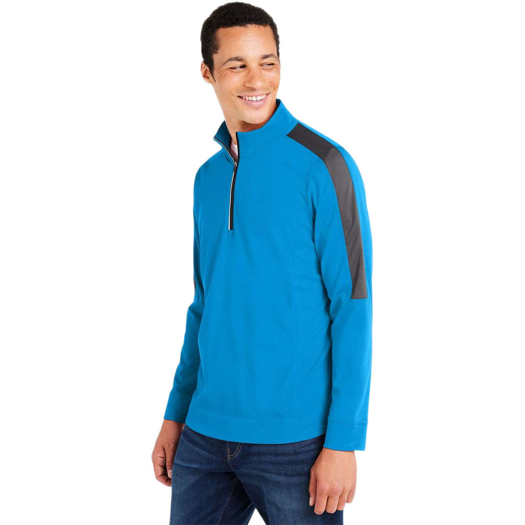 Core 365 Men's Electric Blue/Carbon Market Snag Protect Mesh Colorblock Quarter-Zip Pullover