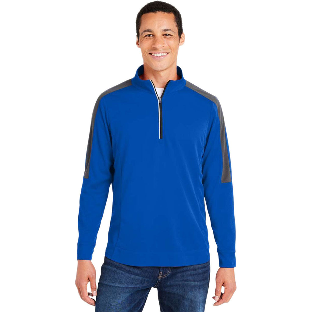 Core 365 Men's True Royal/Carbon Market Snag Protect Mesh Colorblock Quarter-Zip Pullover