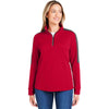 Core 365 Women's Classic Red/Carbon Market Snag Protect Mesh Colorblock Quarter-Zip Pullover