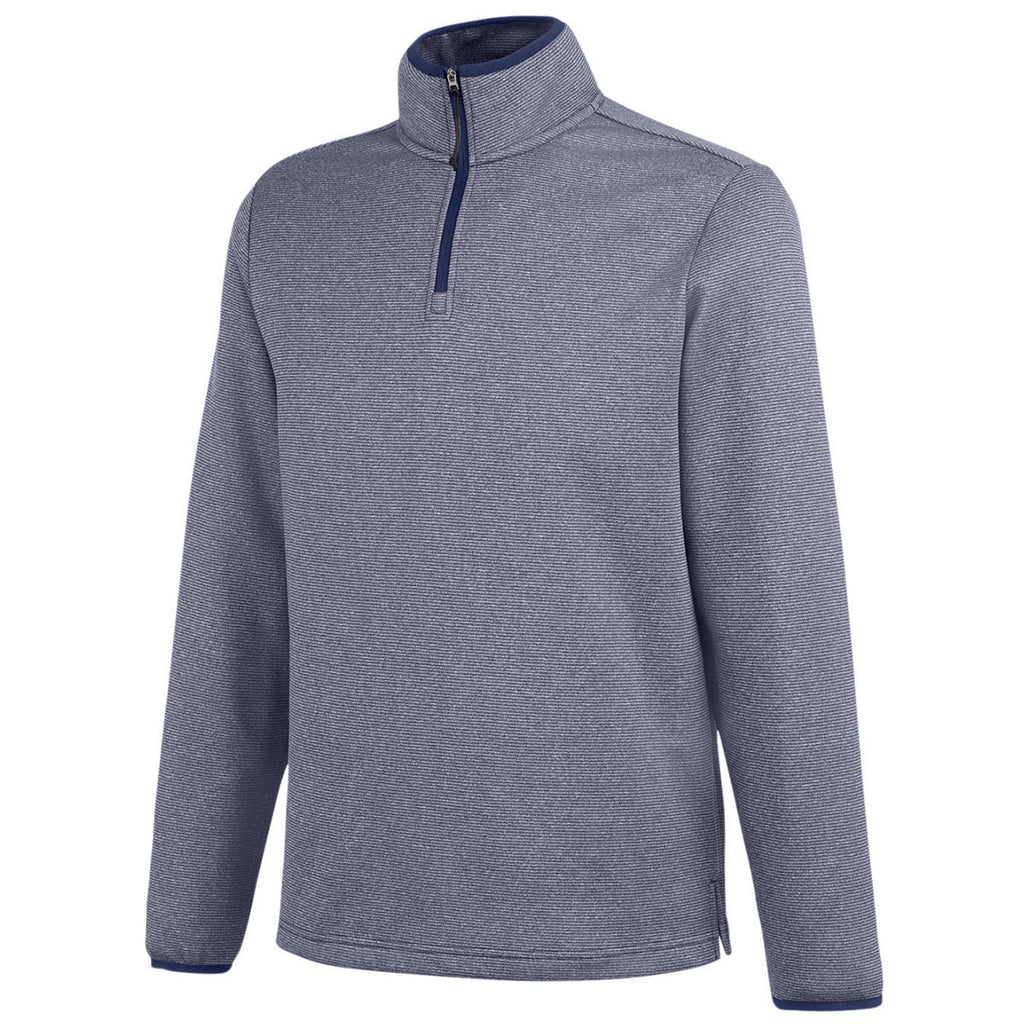 Core 365 Men's Classic Navy/White Venture Heathered Stripe Quarter-Zip