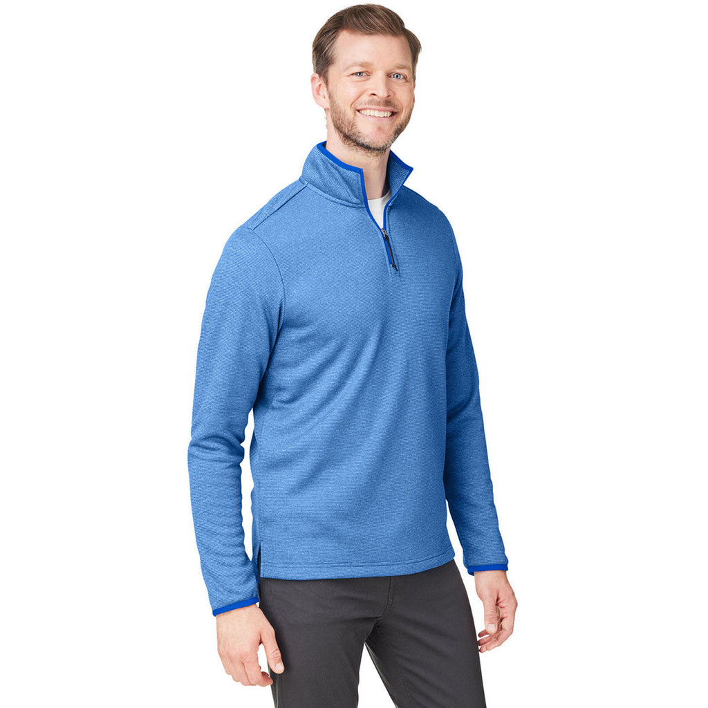 Core 365 Men's True Royal/White Venture Heathered Stripe Quarter-Zip