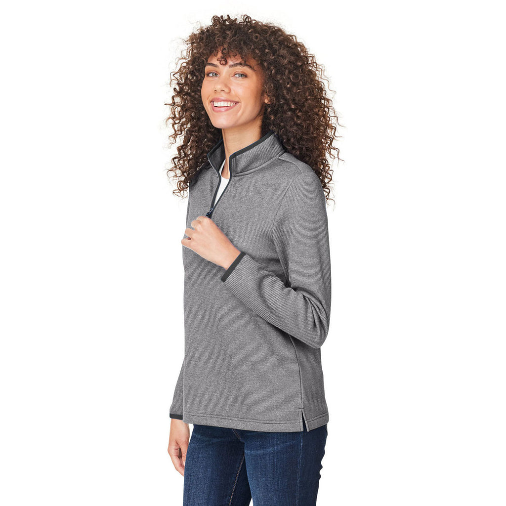 Core 365 Women's Black/White Venture Heathered Stripe Quarter-Zip