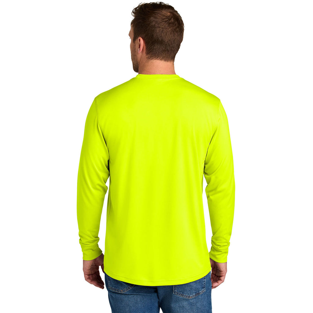 CornerStone Men's Safety Yellow Workwear Pro Long Sleeve Pocket Tee