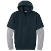 CornerStone Men's Navy/Heather Grey Touch Fleece Layered Hoodie
