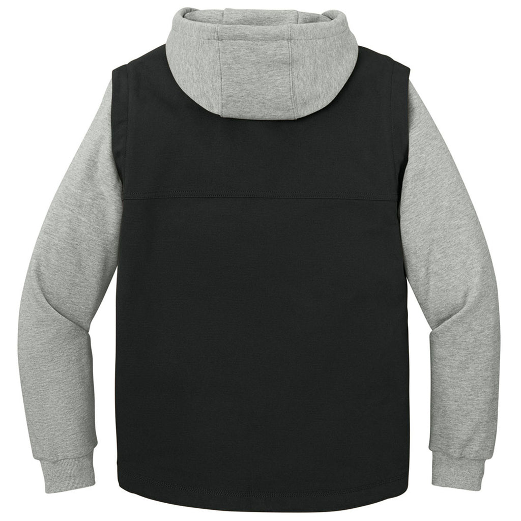 CornerStone Men's Black/Heather Grey Duck Fleece Full-Zip Hooded Jacket