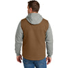 CornerStone Men's Duck Brown/Heather Grey Duck Fleece Full-Zip Hooded Jacket