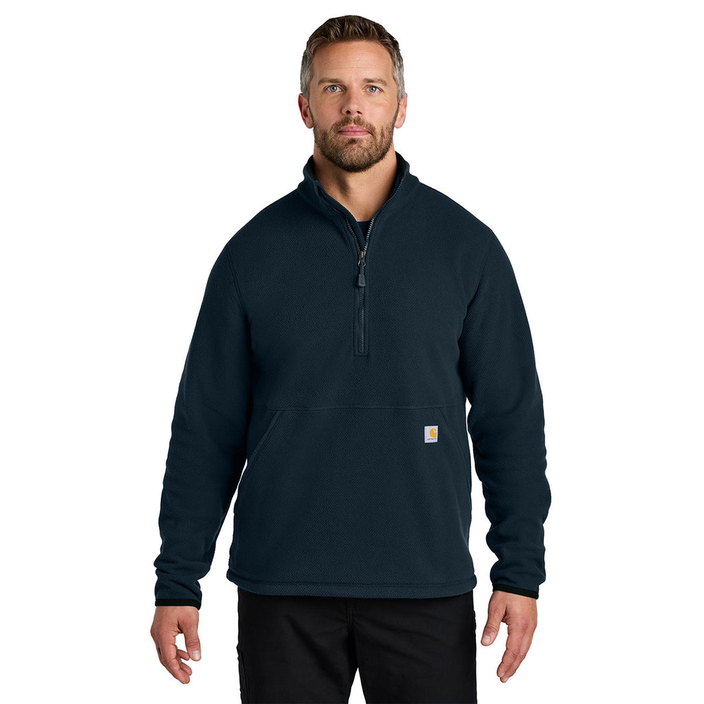 Carhartt Men's Navy Textured 1/2-Zip Fleece Jacket