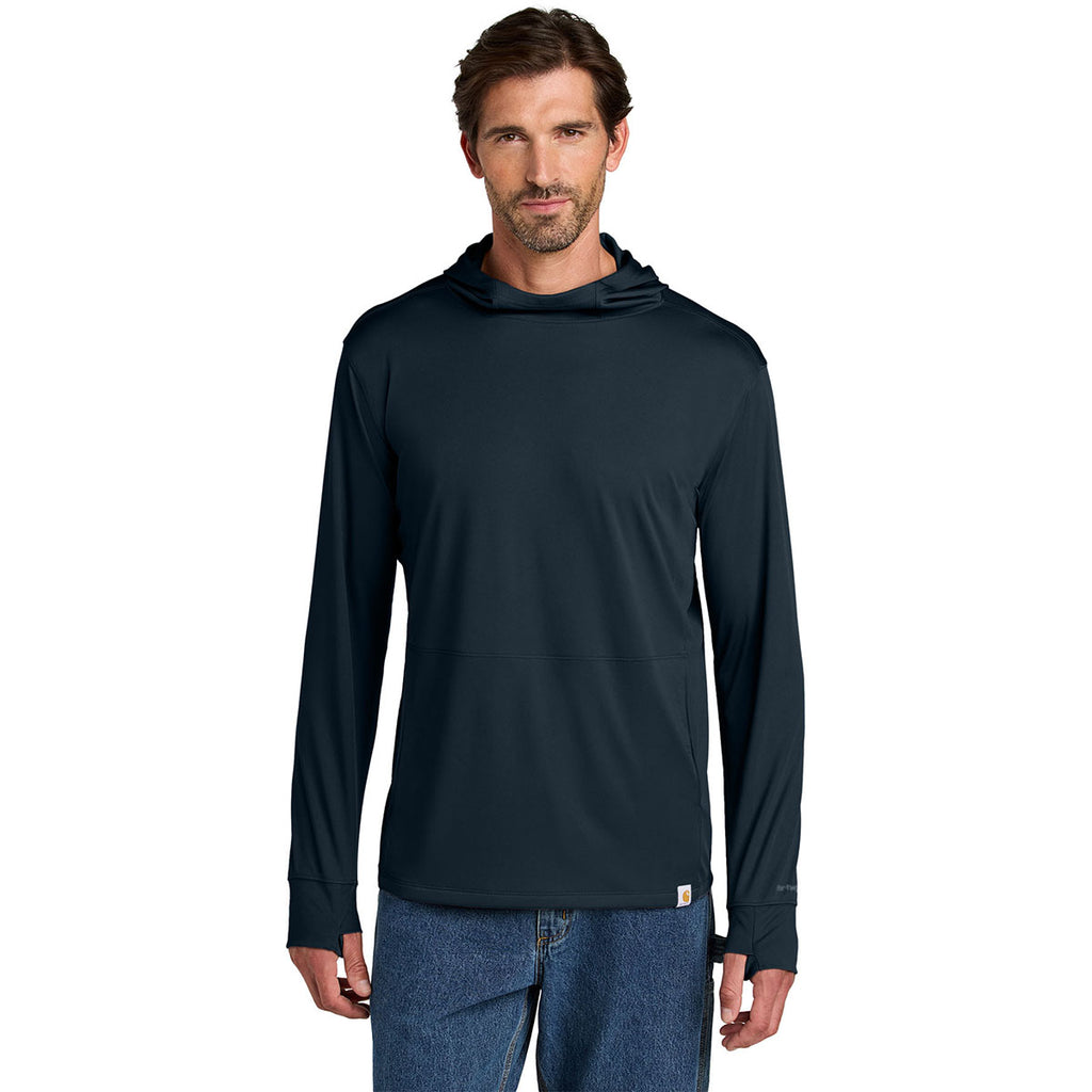 Carhartt Men's Navy Force Sun Defender Long Sleeve Hooded T-Shirt