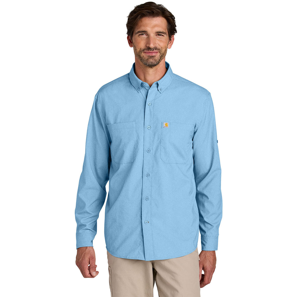 Carhartt Men's Fresh Water Blue Force Sun Defender Long Sleeve Shirt