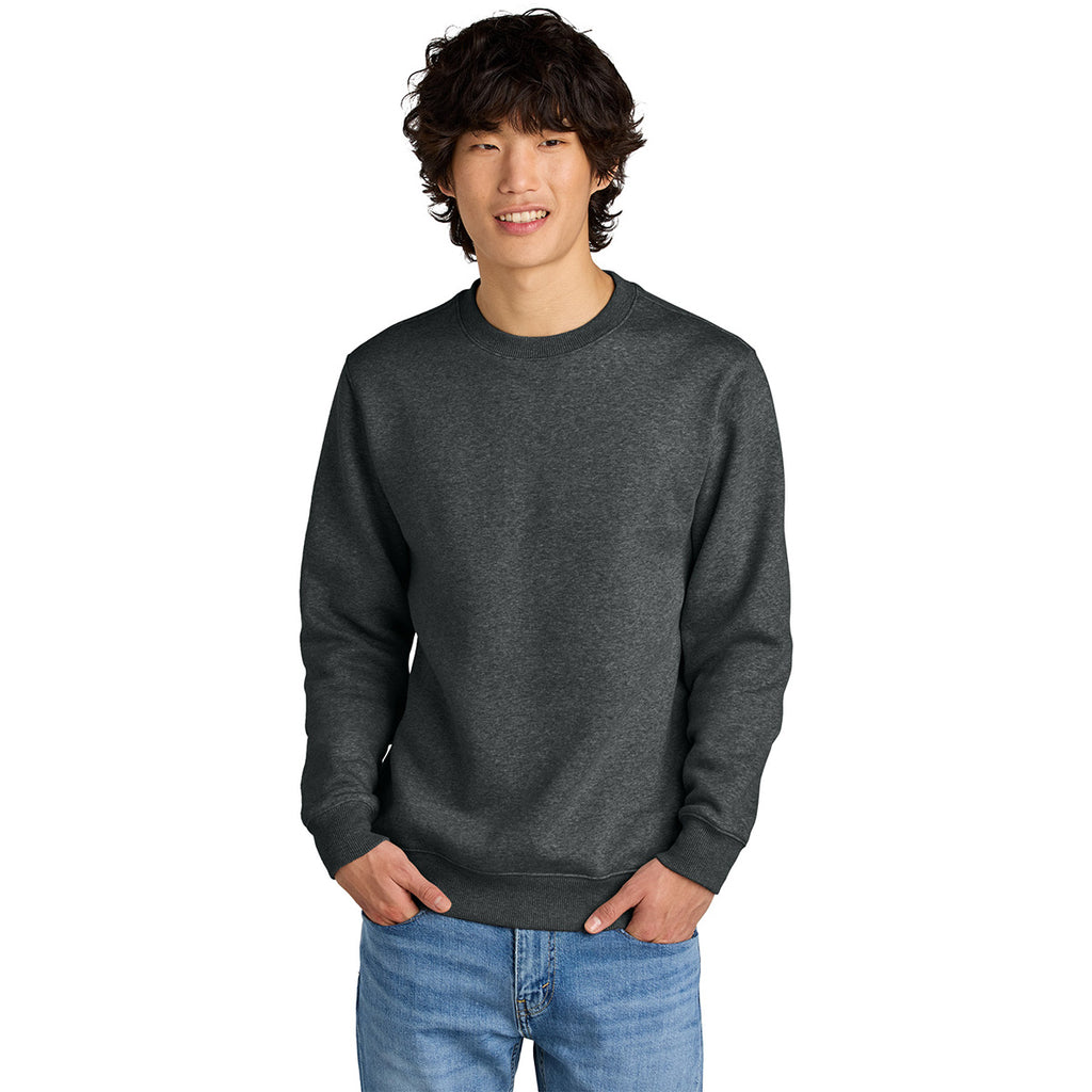 District Men's Heathered Charcoal Perfect Weight Fleece Crew