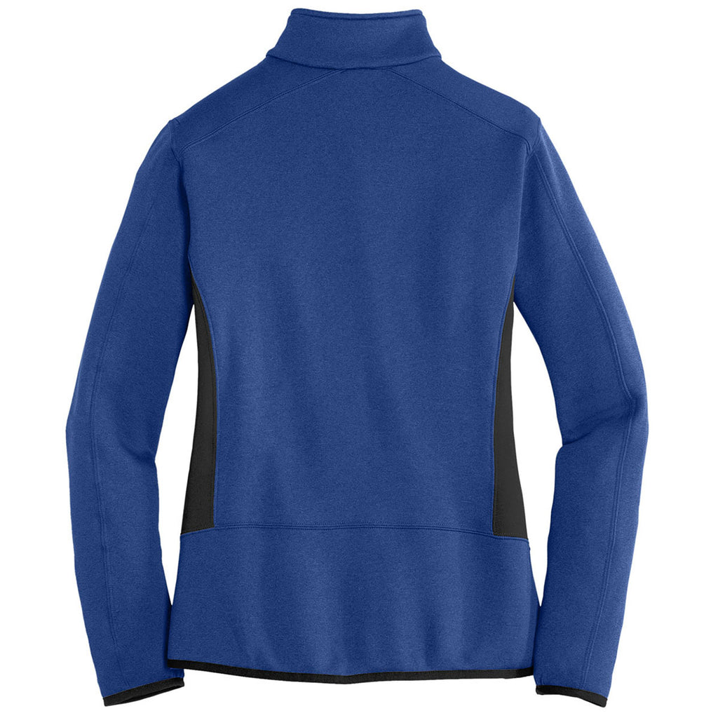 Eddie Bauer Women's Blue Heather Full-Zip Heather Stretch Fleece Jacket