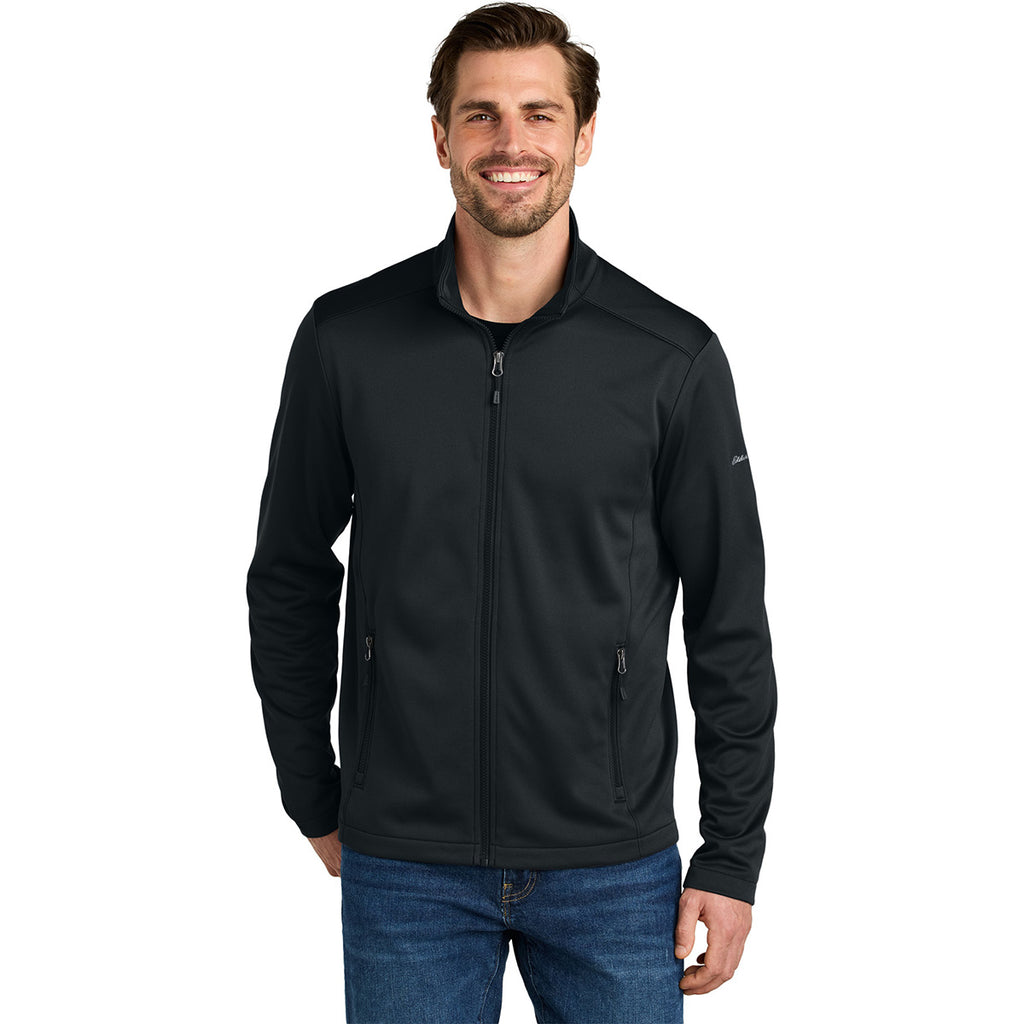 Eddie Bauer Men's Black Smooth Mid Layer Fleece Full-Zip