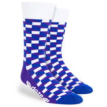 Pop Promos Purple & Blue Rectangle Design Dress Socks