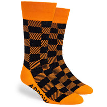 Pop Promos Orange & Black Tartan Dress Socks