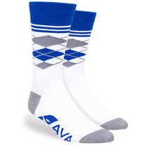 Pop Promos Blue & Grey Half Argyle Dress Socks