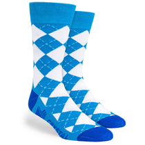 Pop Promos Blue Shades Logo Argyle Dress Socks