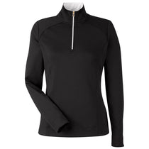 Fairway & Greene Women's Black/White Wells Quarter-Zip Tech Pullover