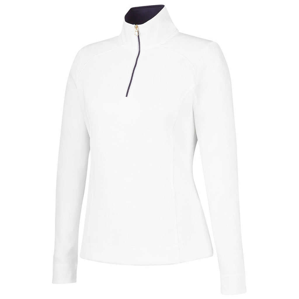 Fairway & Greene Women's White/Eclipse Wells Quarter-Zip Tech Pullover