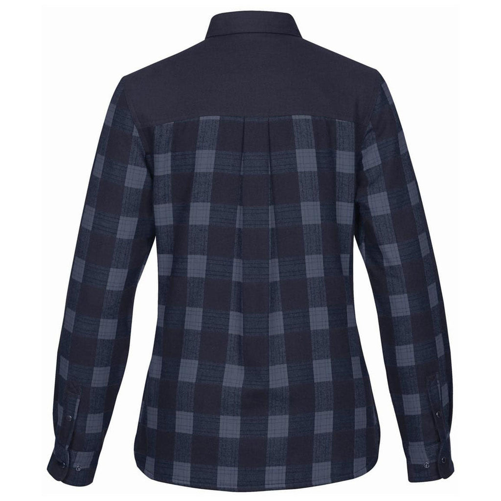 Stormtech Women's Navy Plaid Logan Thermal Long Sleeve Shirt