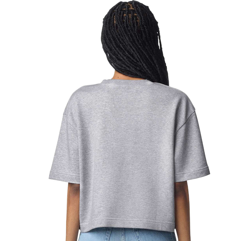 American Apparel Women's Heather Grey French Terry Mid-Length Boxy Top
