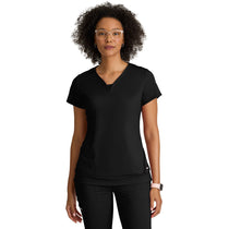 Grey's Anatomy Women's Black Two Pocket V-Neck Motivate Top