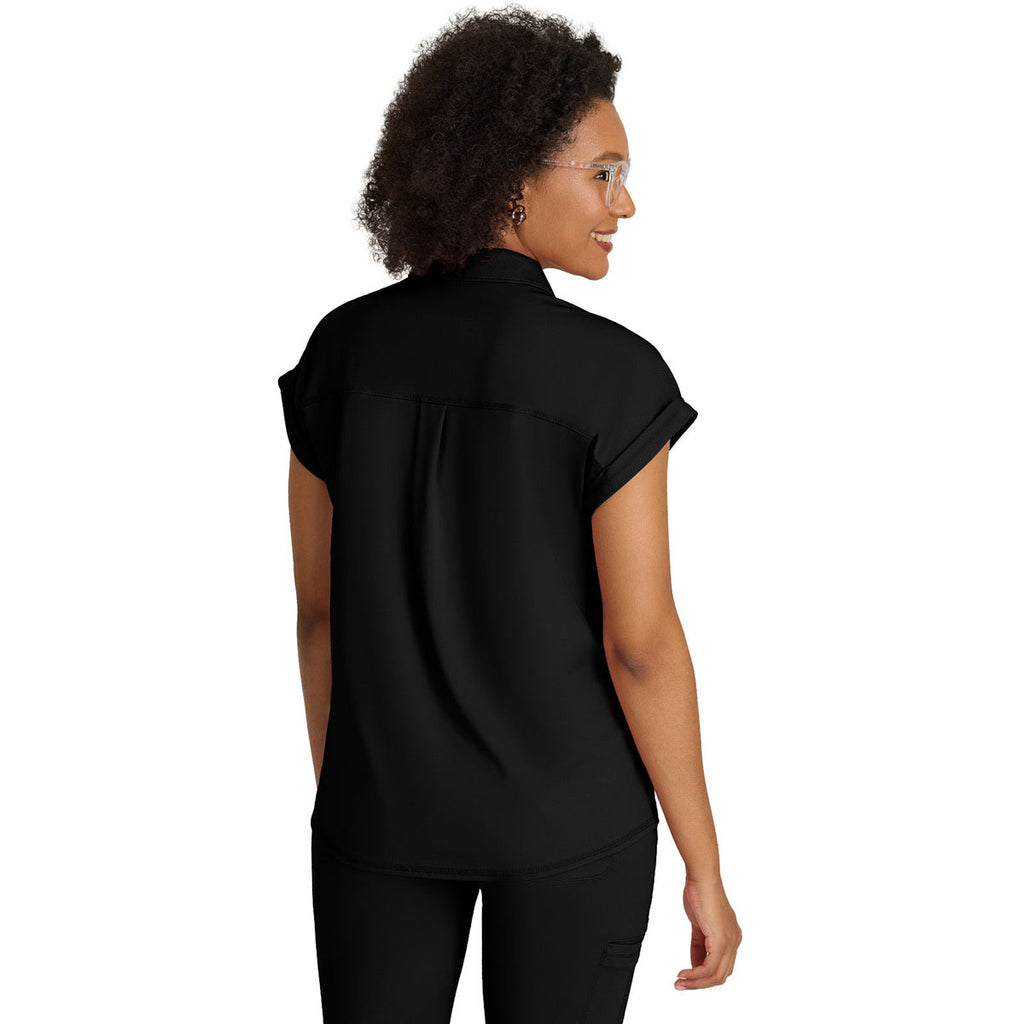 Grey's Anatomy Women's Black One Pocket Polo Neck Renew Top