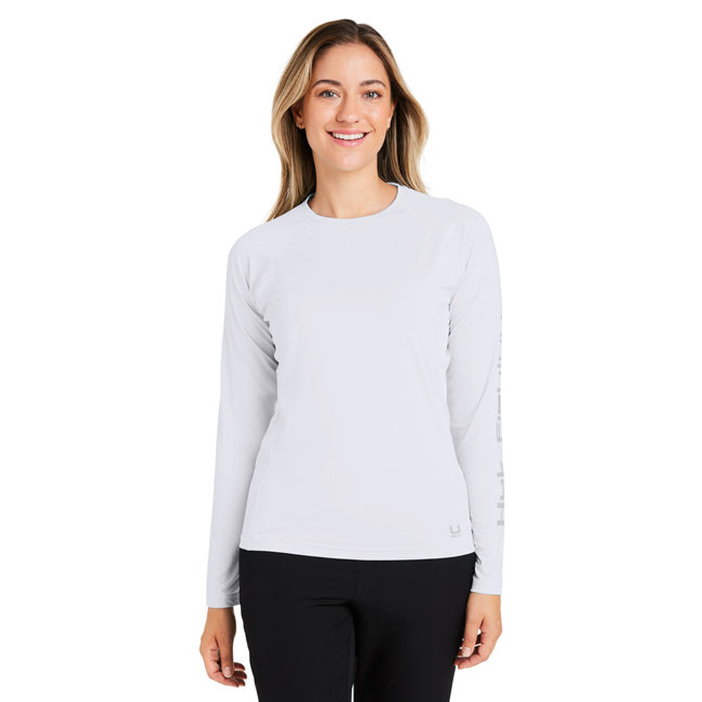 HUK Women's White Pursuit Long-Sleeve T-Shirt