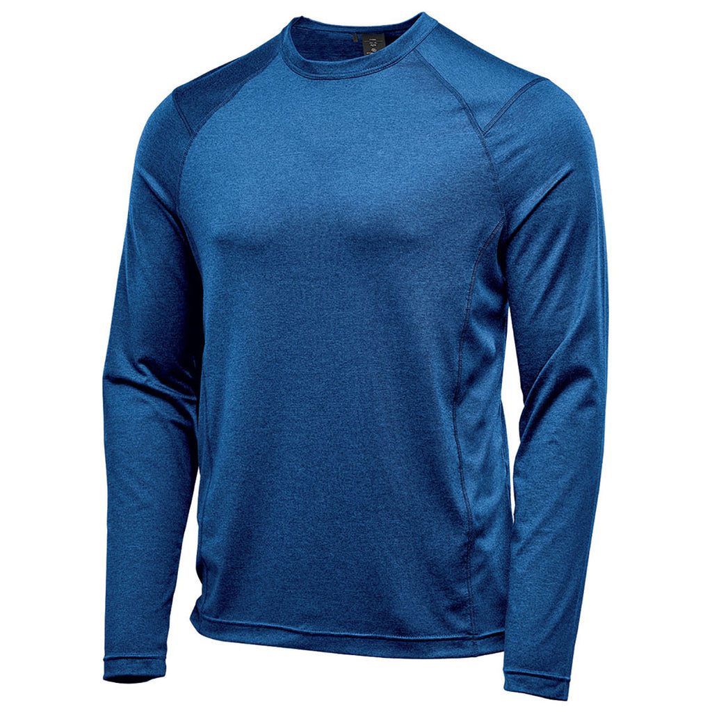 Stormtech Men's Classic Blue Heather Milano Crew Neck Long Sleeve