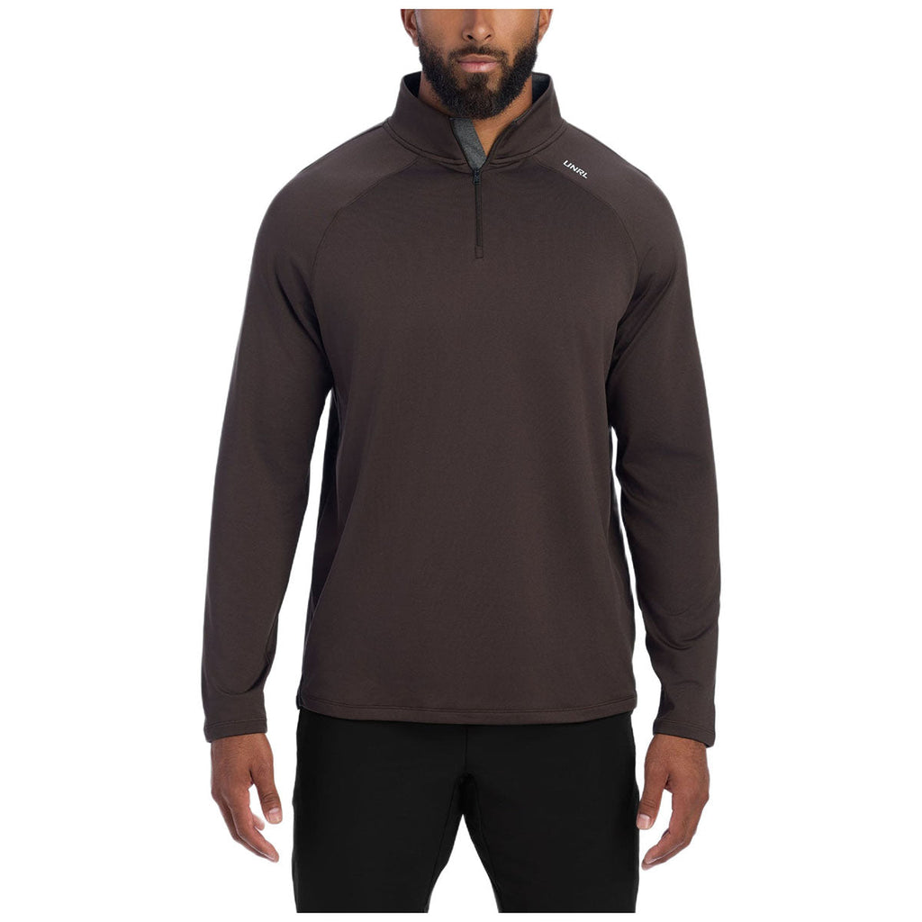 UNRL Men's Espresso Interlock Quarter Zip