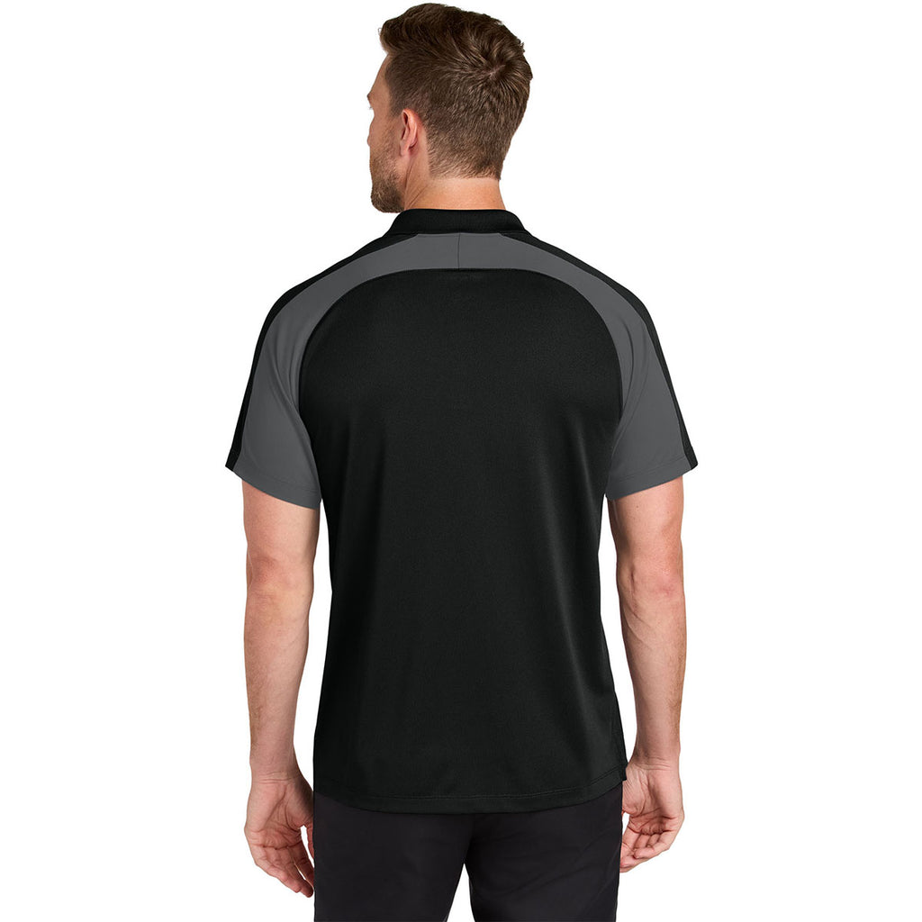 Port Authority Men's Deep Black/Storm Grey Wearever Performance Pique Colorblock Polo