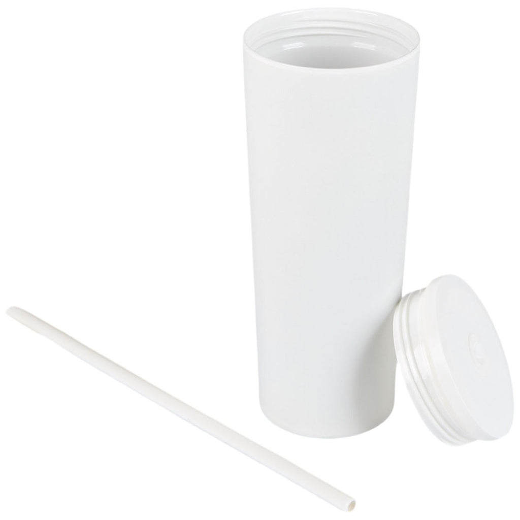 Logomark White Bayard 24 oz. Double Wall Steel/PP Liner Straw Tumbler