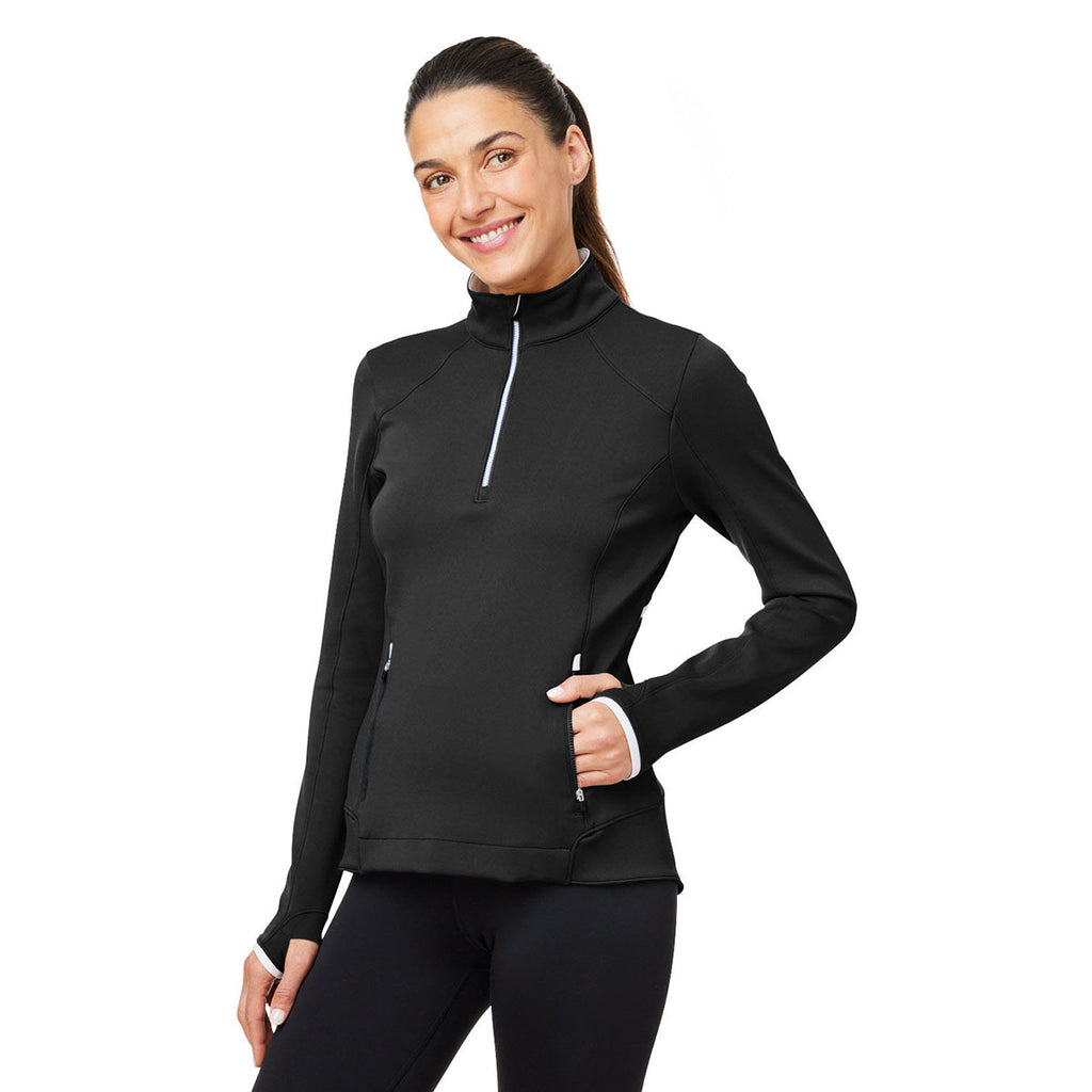 Zero Restriction Women's Black Sofia Quarter-Zip Pullover