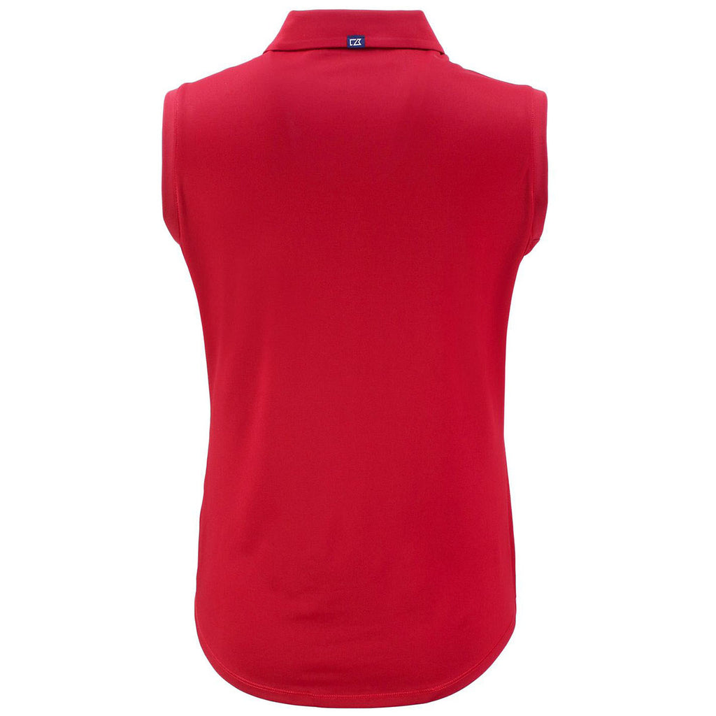 Cutter & Buck Women's Cardinal Red Forge Eco Stretch Recycled Sleeveless Polo