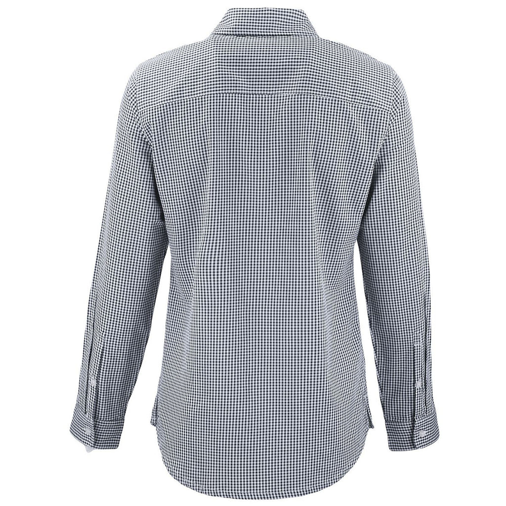 Cutter & Buck Women's Black/White Skyline Epic Confidence Recycled Gingham Long Sleeve Dress Shirt